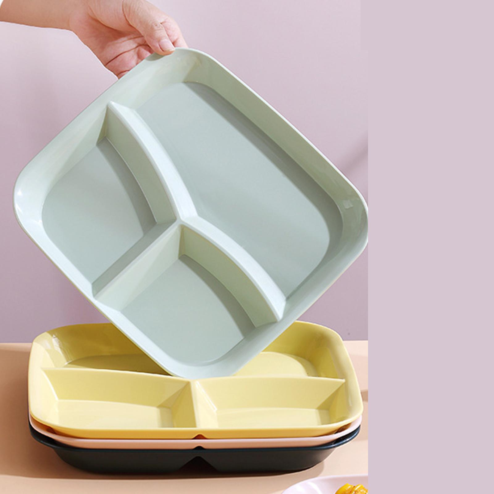 2Pcs Set of 2 Food Dish Plate Tray Diet Food Control for Restaurant student