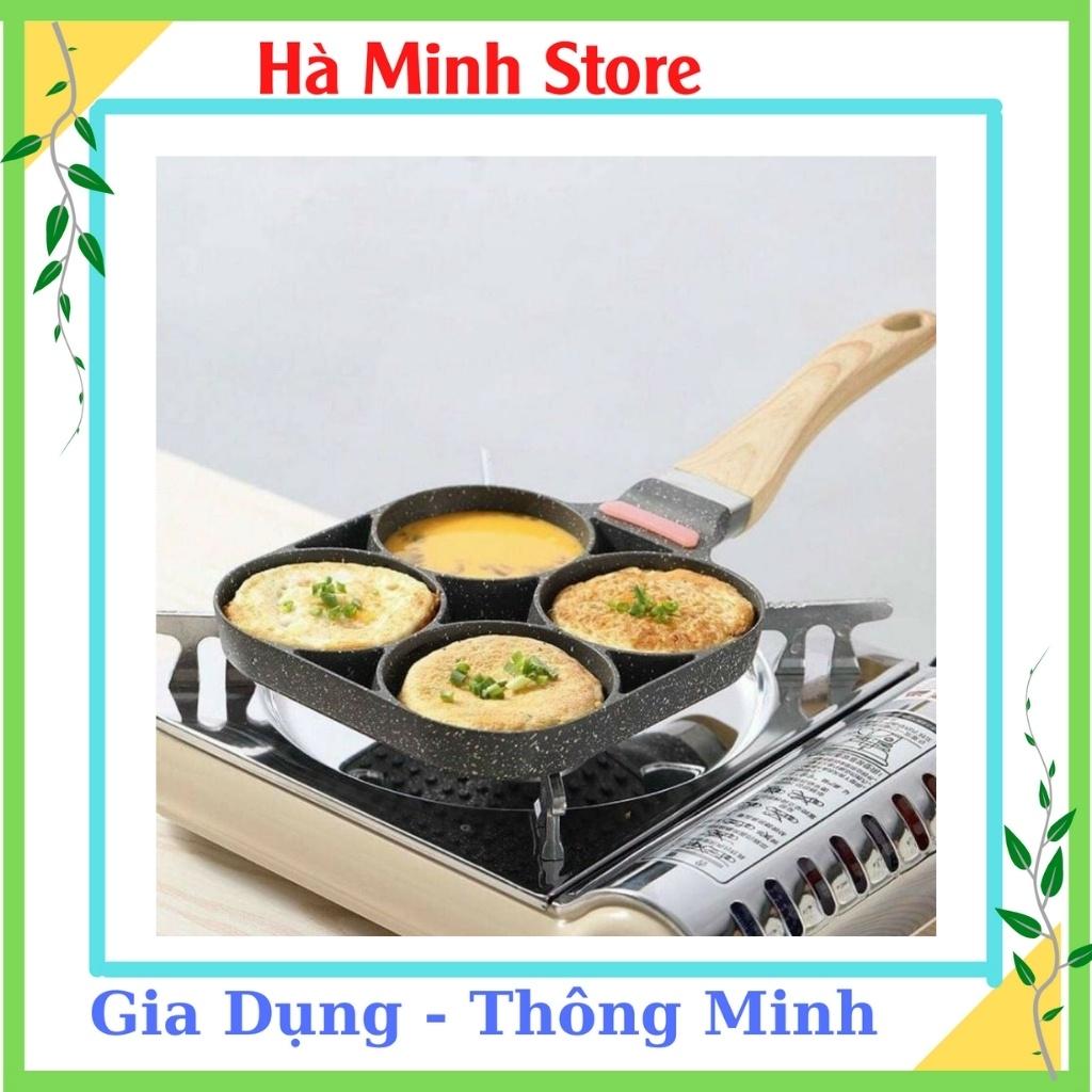 Chảo Chiên Trứng 4 Ngăn, Chảo Đá 4 Ngăn Chống Dính, Chống Chầy Xước Cực Tốt, Dùng Cho Mọi Loại Bếp Gia Dụng Hà Minh