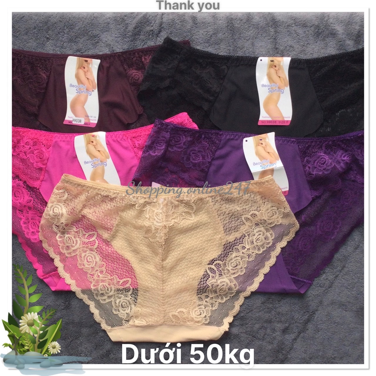 Combo 5 quần lót nữ Ren thiết kế họa tiết ren xuyên thấu gợi cảm - mềm mại - nhiều màu - 40 đến 55 kg