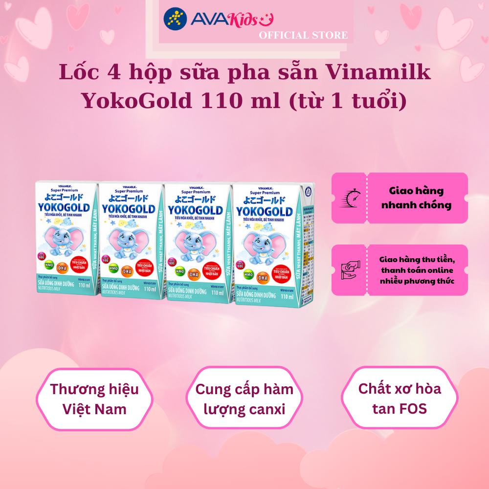 Lốc 4 hộp sữa pha sẵn Vinamilk YokoGold 110 ml (từ 1 tuổi)