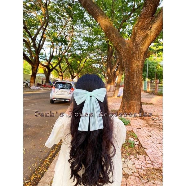 Kẹp nơ voan lưới dập ly tiểu thư