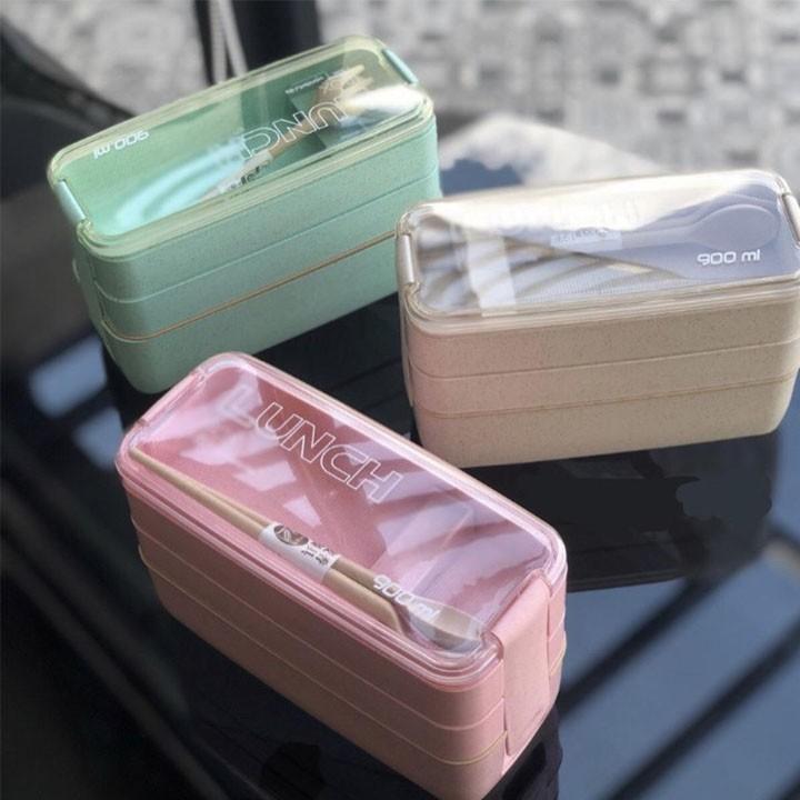 HỘP CƠM 3 TẦNG LÚA MẠCH LUCH BOX 900ML
