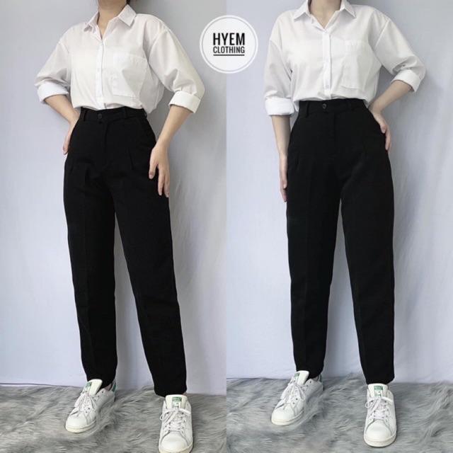 Quần tây baggy, quần tây đi học dáng dài cực xinh chất tuyết mưa cao cấp
