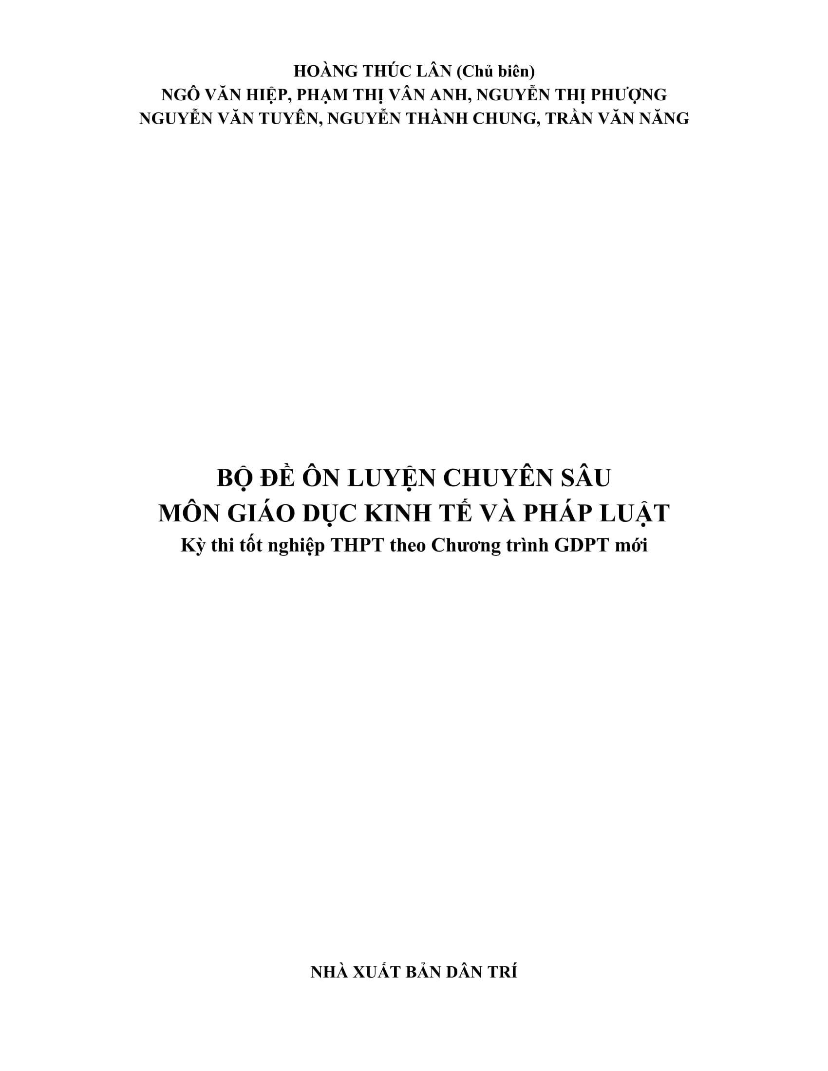 Sách - Bộ Đề Ôn Luyện Chuyên Sâu - Môn Giáo Dục Kinh Tế Và Pháp Luật - Kỳ Thi Tốt Nghiệp THPT Theo Chương Trình GDPT Mới