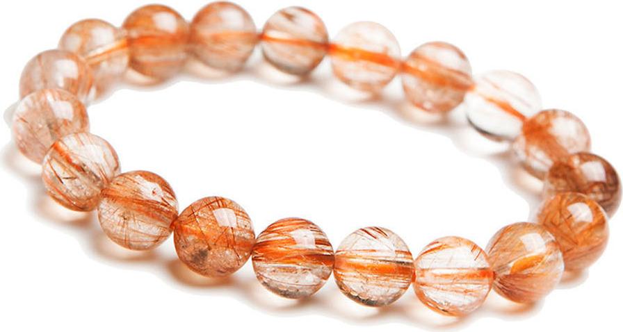 Gembank Lắc Tay Thạch Anh Tóc Nâu Đỏ 10MM