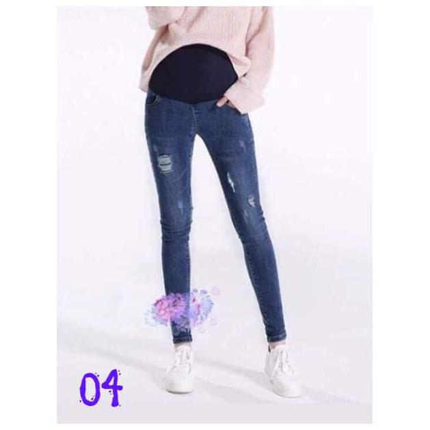 Quần bầu baggy bò - Quần bầu jean baggy công sở co giãn mềm mại đẹp có chun chỉnh