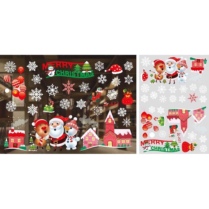 Decal trang trí Noel Hít Tĩnh Điện - 3 nhân vật đón lễ Noel đỏ