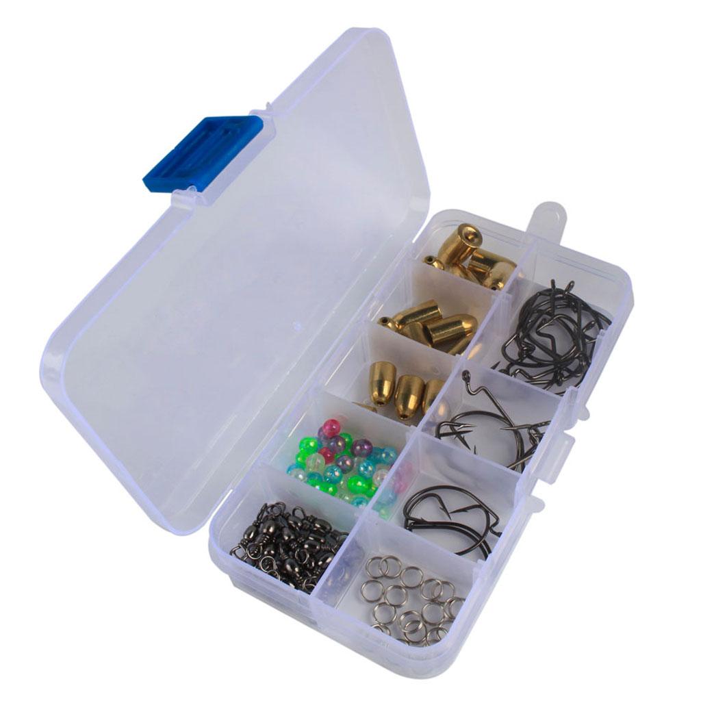 Fishing Sinkers Set with Brass Sinker Weights Jig Hooks Fishing Swivel Ring Connector Plastic Box for Freshwater Saltwater Bass Fishing