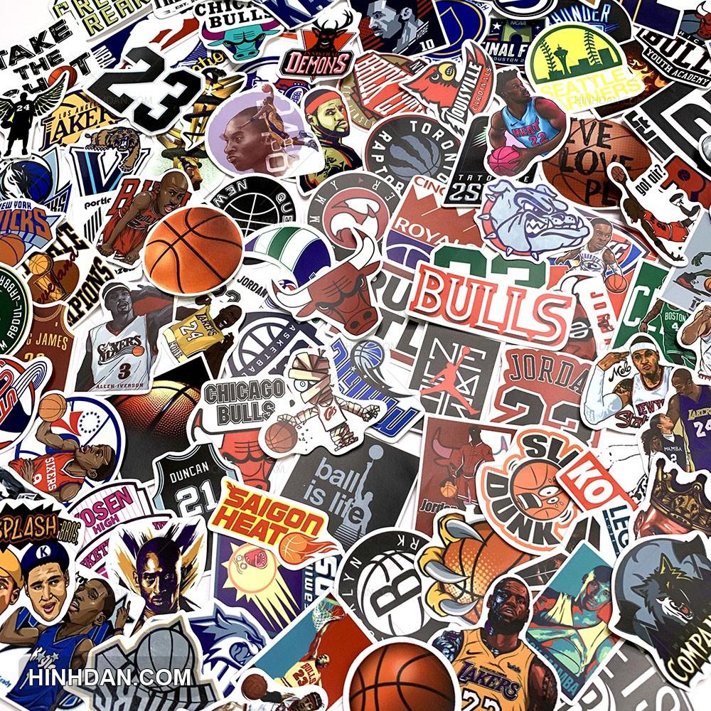 NBA Sticker - Hình dán Bóng Rổ - Dán Trang Trí - Chất Liệu PVC Cán Màng Chất Lượng Cao Chống Nước, Chống Nắng, Không Bong Tróc Phai Màu - Kích thước 4-7cm