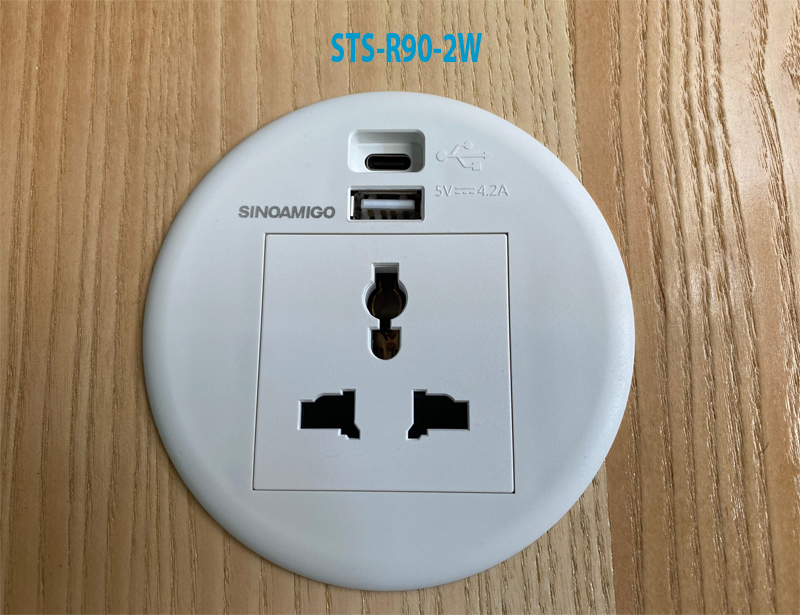Hộp ổ điện âm bàn sinoamigo STS-R90-2B, STS-R90-2W cao cấp hàng chính hãng