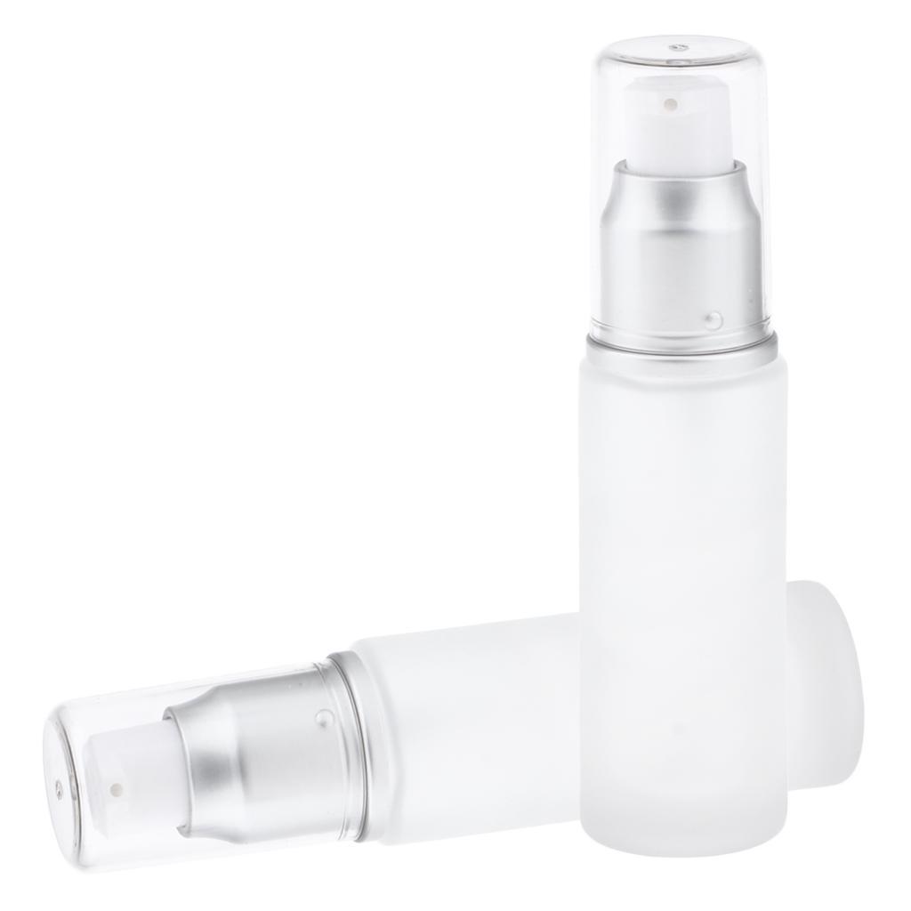 Pack Of 4 Empty Glass Lotion Cream Pump Container & Bottle Travel