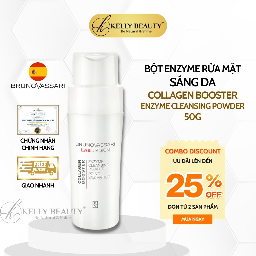 Bột Rửa Mặt Sáng Da Collagen Booster Enzyme Cleansing Powder - Bruno Vassari | Kelly Beauty