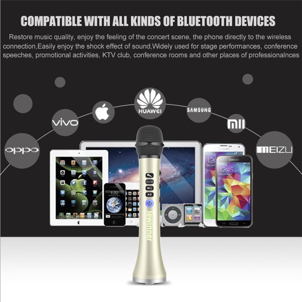 Micro Karaoke không dây Loa Bluetooth 2in1 Cầm tay Hát & Ghi âm Máy nghe nhạc KTV di động cho IOS / Android