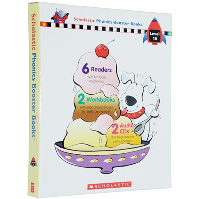 [Hàng thanh lý miễn đổi trả] Scholastic Phonics Booster Books : Box Set Level 10 (Include 6 Books, 2 Workbooks and 2 Audio CDs)