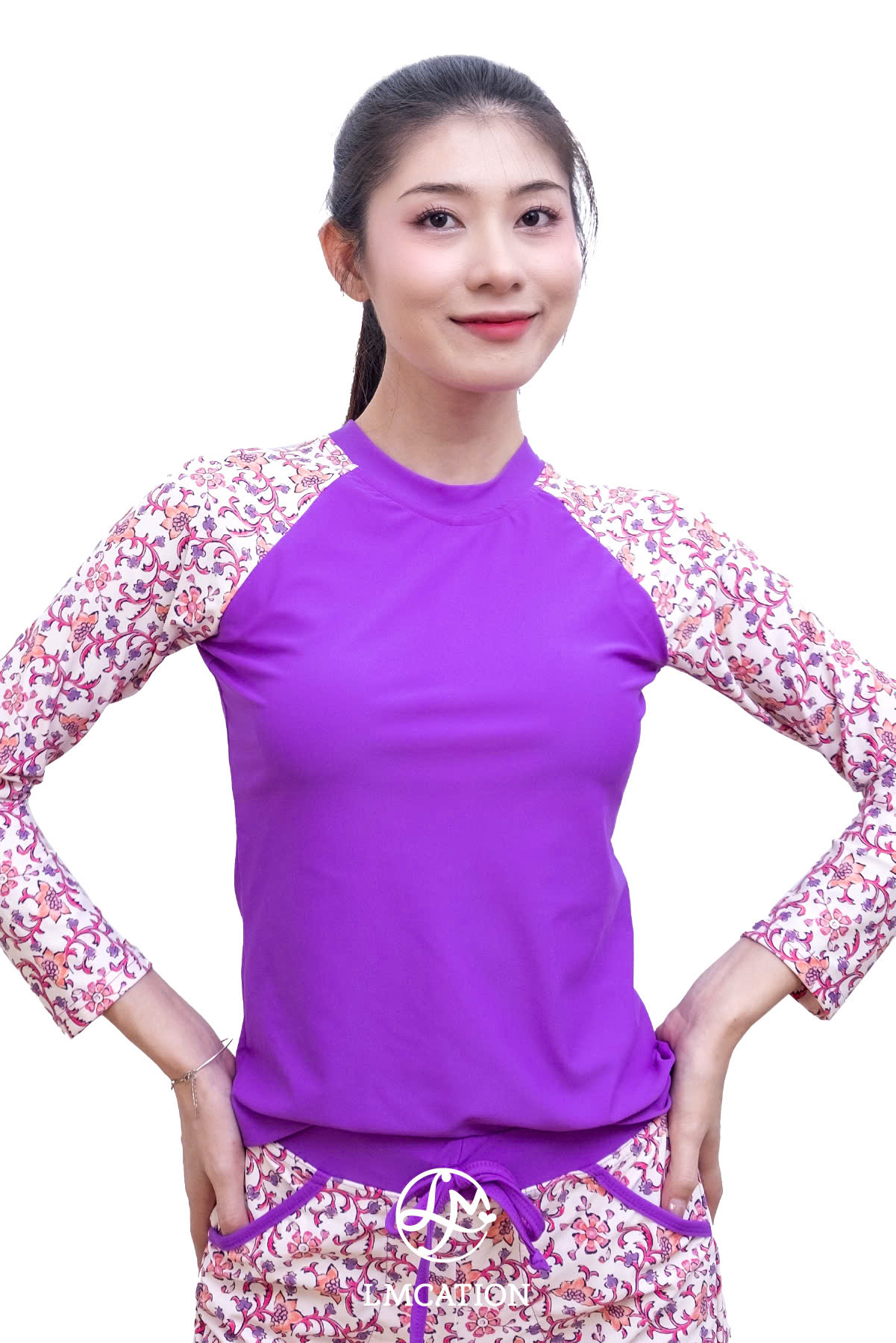 Bộ đồ bơi nữ tay dài LMcation Quinn- Tím thổ cẩm