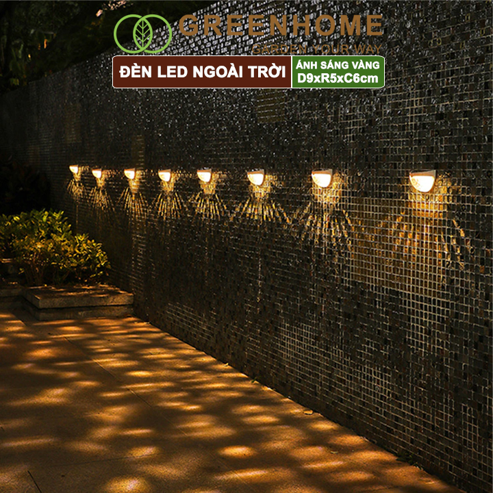 Đèn led năng lượng mặt trời, D9xR5xC6cm, ánh sáng vàng , trang trí sân vườn, cầu thang |Greenhome