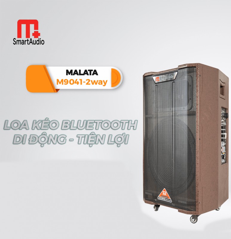 Loa kéo Malata M+9041 - Loa kéo di động bass 4 tấc có Reverb - Tặng kèm 2 micro không dây - Công suất cực lớn lên đến 600W - Đầy đủ kết nối Bluetooth, AUX, USB, SD card - Vỏ gỗ cao cấp cho âm thanh trầm ấm, mạnh mẽ - Hàng chính hãng