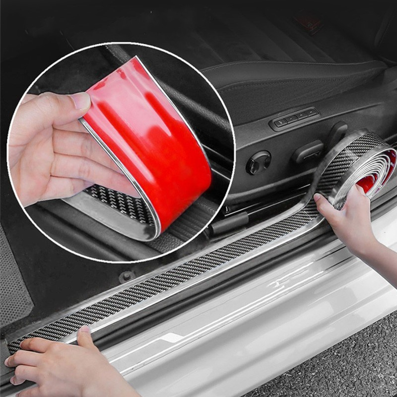 Miếng Dán,Nẹp cao su vân Carbon 5D dán chống trầy cốp xe, bậc bước chân Ô tô xe hơi, chắc chắn bền bỉ dày dặn - Dài 1M