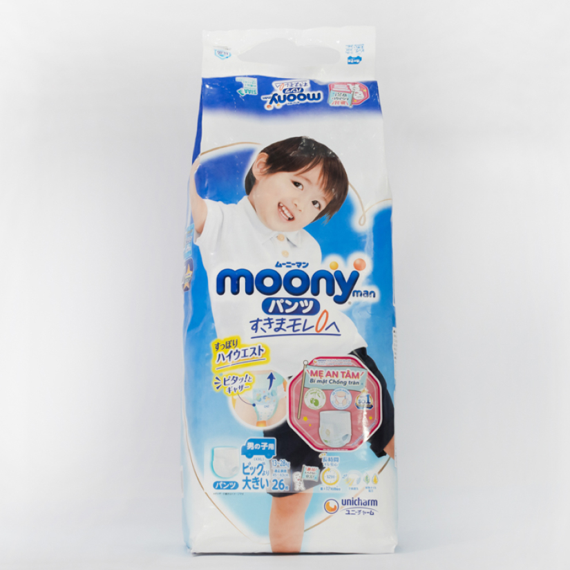 Tã quần Moony Man bé trai size XXL 26 miếng (cho bé 13 - 28kg)