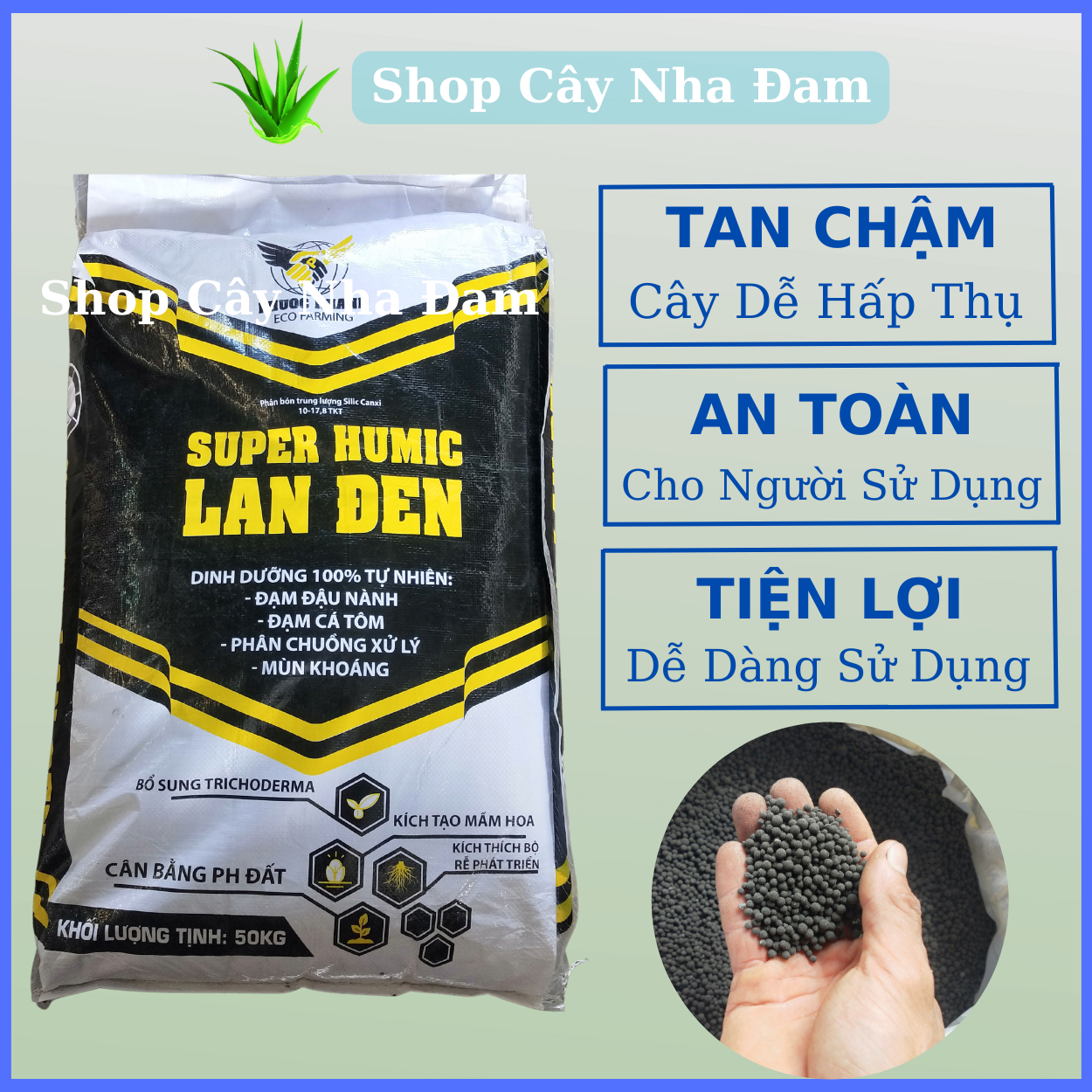 Phân Lân Hữu Cơ Humic Khử Chua Hạ Phèn Chuyên Rau Màu (1KG)