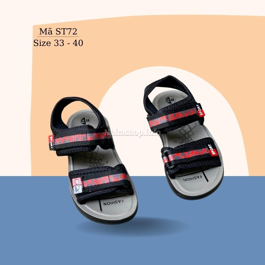 Giày Sandal bé trai quai ngang thể thao năng động và cá tính dép quai dán xé linh hoạt siêu nhẹ êm chân cho trẻ em học sinh 7 8 9 10 11 12 tuổi đi học màu đỏ đen thời trang dễ phối đồ ST72