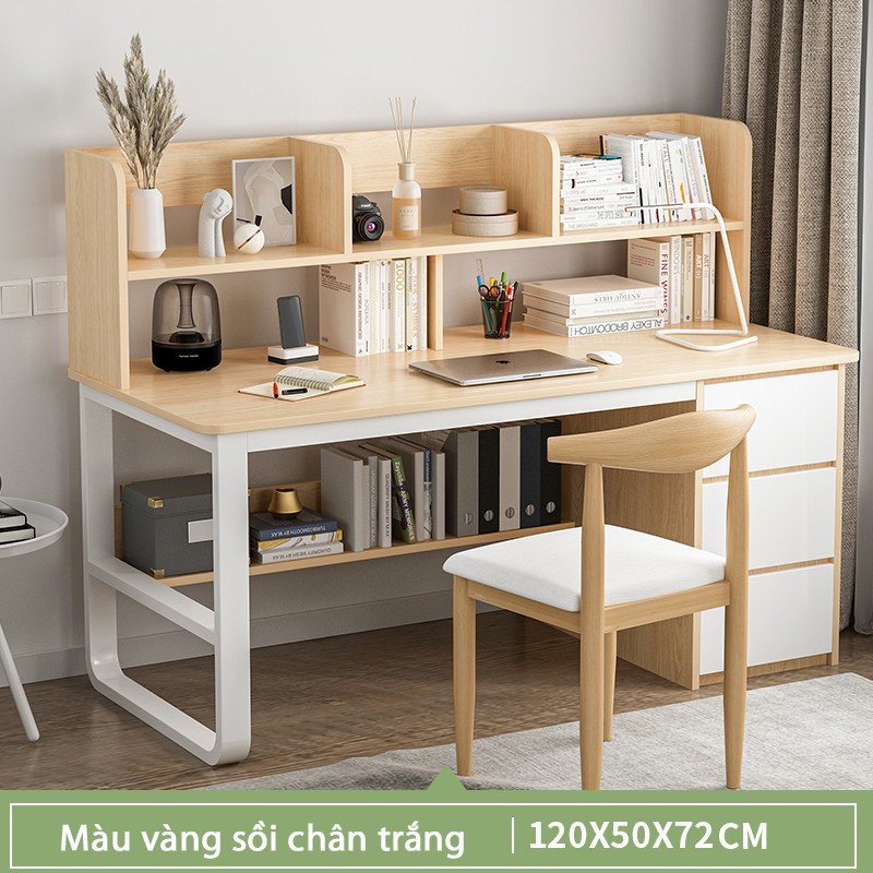 Bàn Làm Việc Chân Kim Loại Kết Hợp Tủ Để Đồ Tiện Lợi