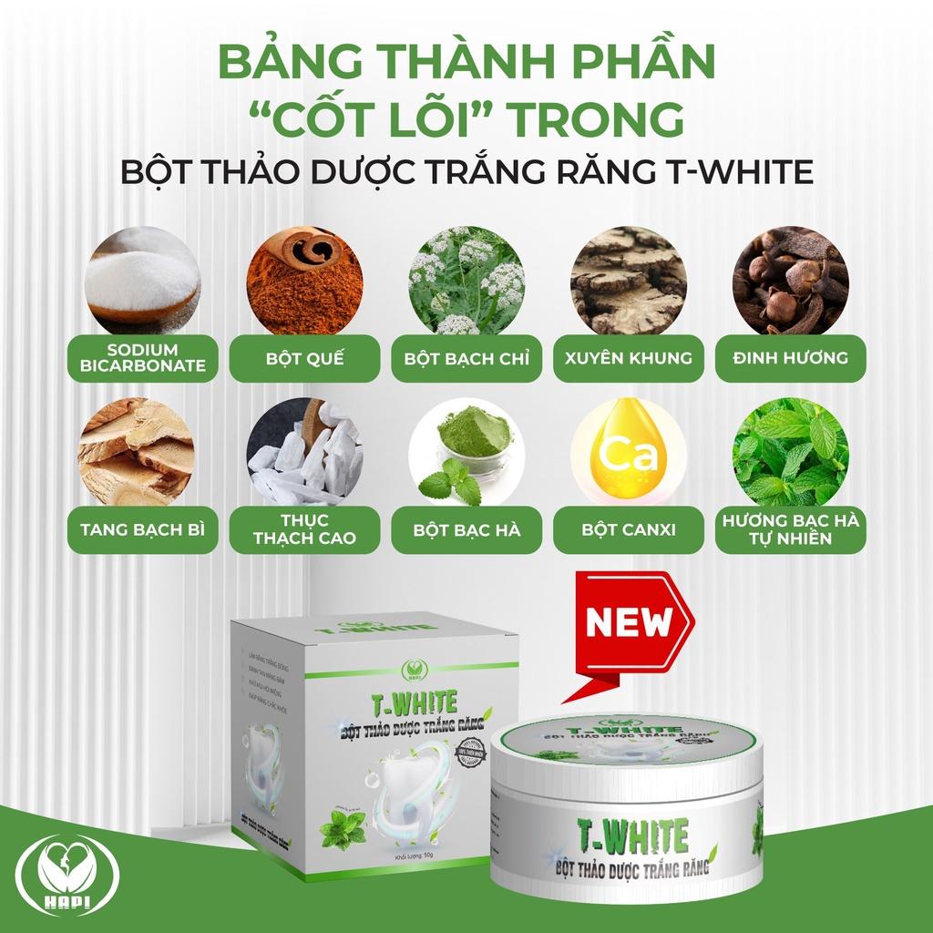 Bột Thảo Dược Trắng Răng T-White 50g giảm hôi miệng nhiệt miệng viêm nướu giúp trắng răng hơi thở thơm mát