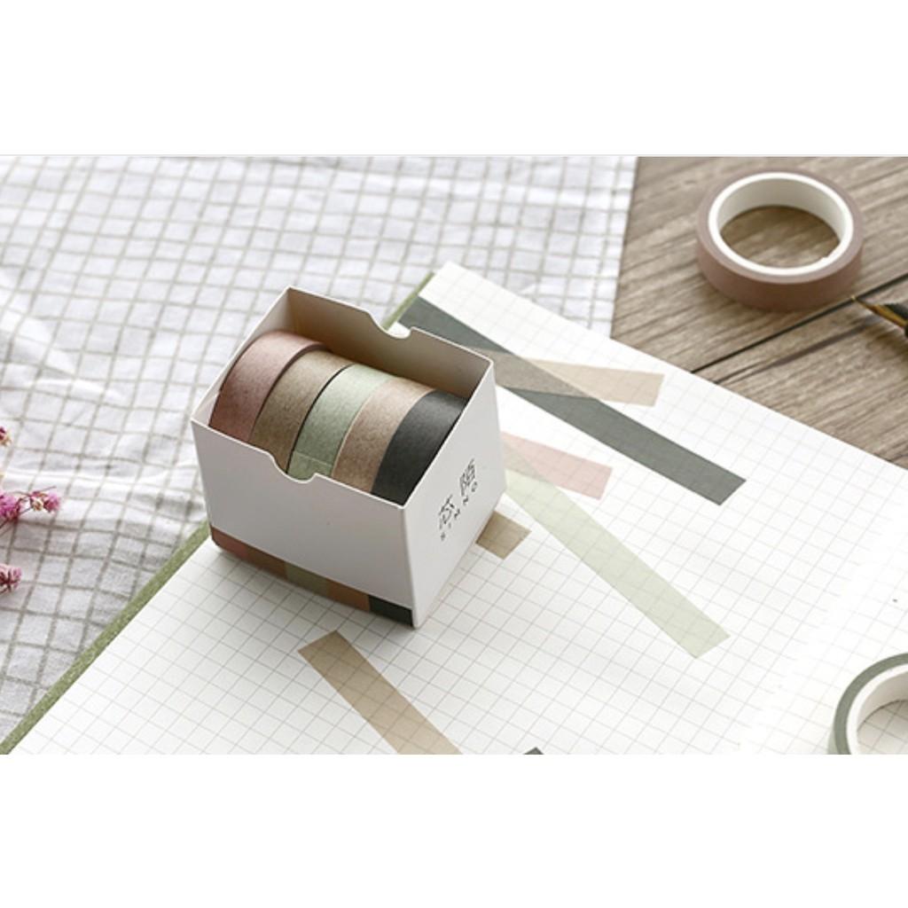 Set 5 Cuộn Washi Tape Mẫu Pine Branch - 5 Cuộn Băng Dính Masking Tape