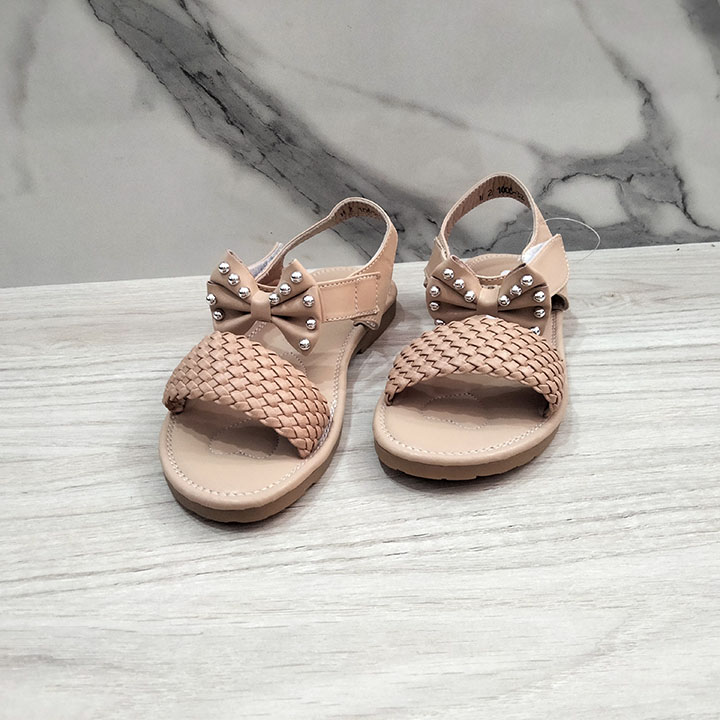 Giày sandal quai hậu bé gái bảng đan quai hậu gắn nơ tán đinh trang trí SD TS1005-32 (31-36) Bảng đan, hậu gắn nơ tán đinh