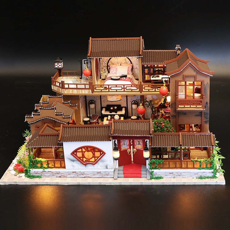 Mô hình nhà DIY Doll House A Splendid Family Kèm Đèn LED và Mica chống bụi