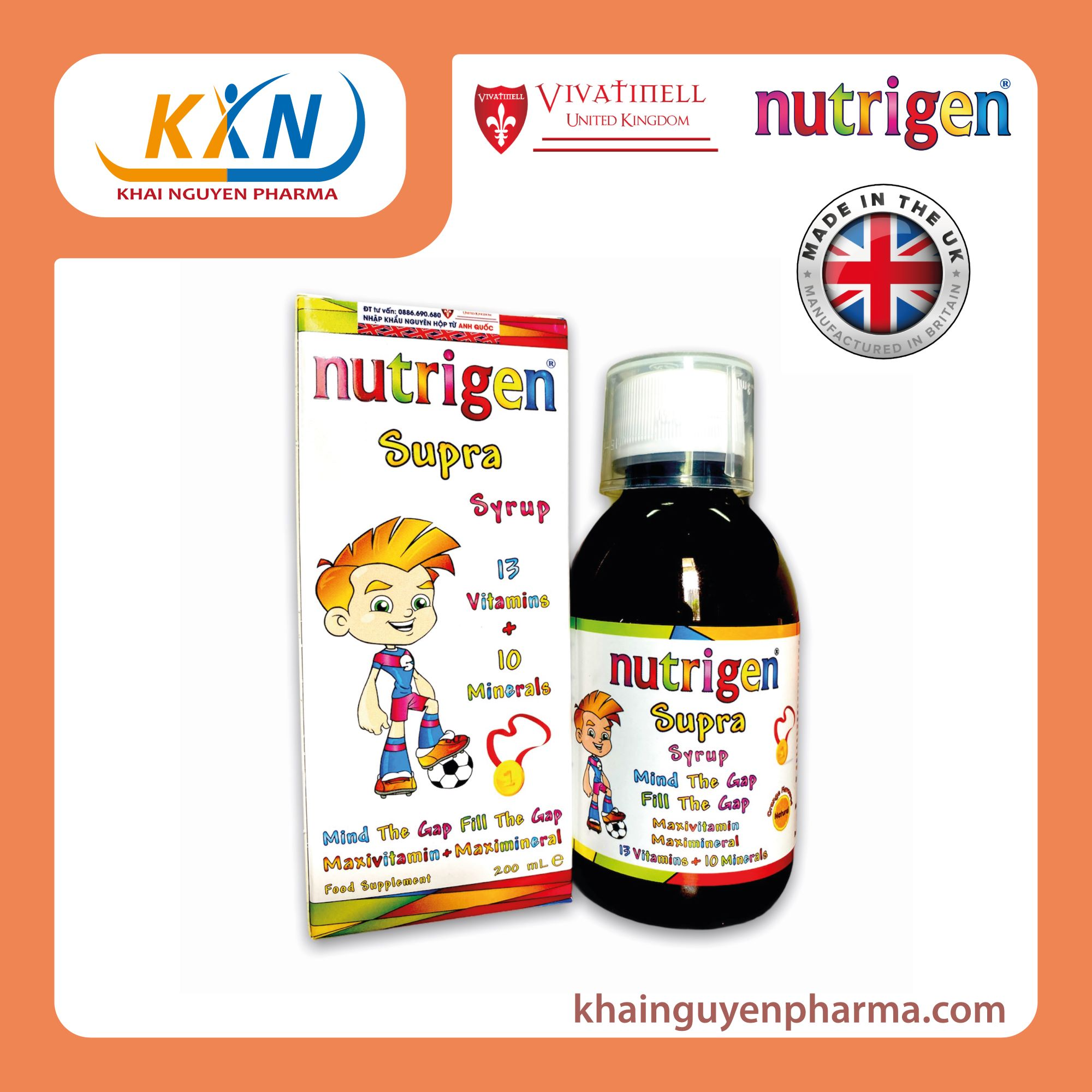 [MUA 1 TẶNG  1 XE ĐỒ CHƠI] KHI MUA 1 Nutrigen Supra Syrup - Siro Bổ Sung Dinh Dưỡng Và Vi Chất cho trẻ em