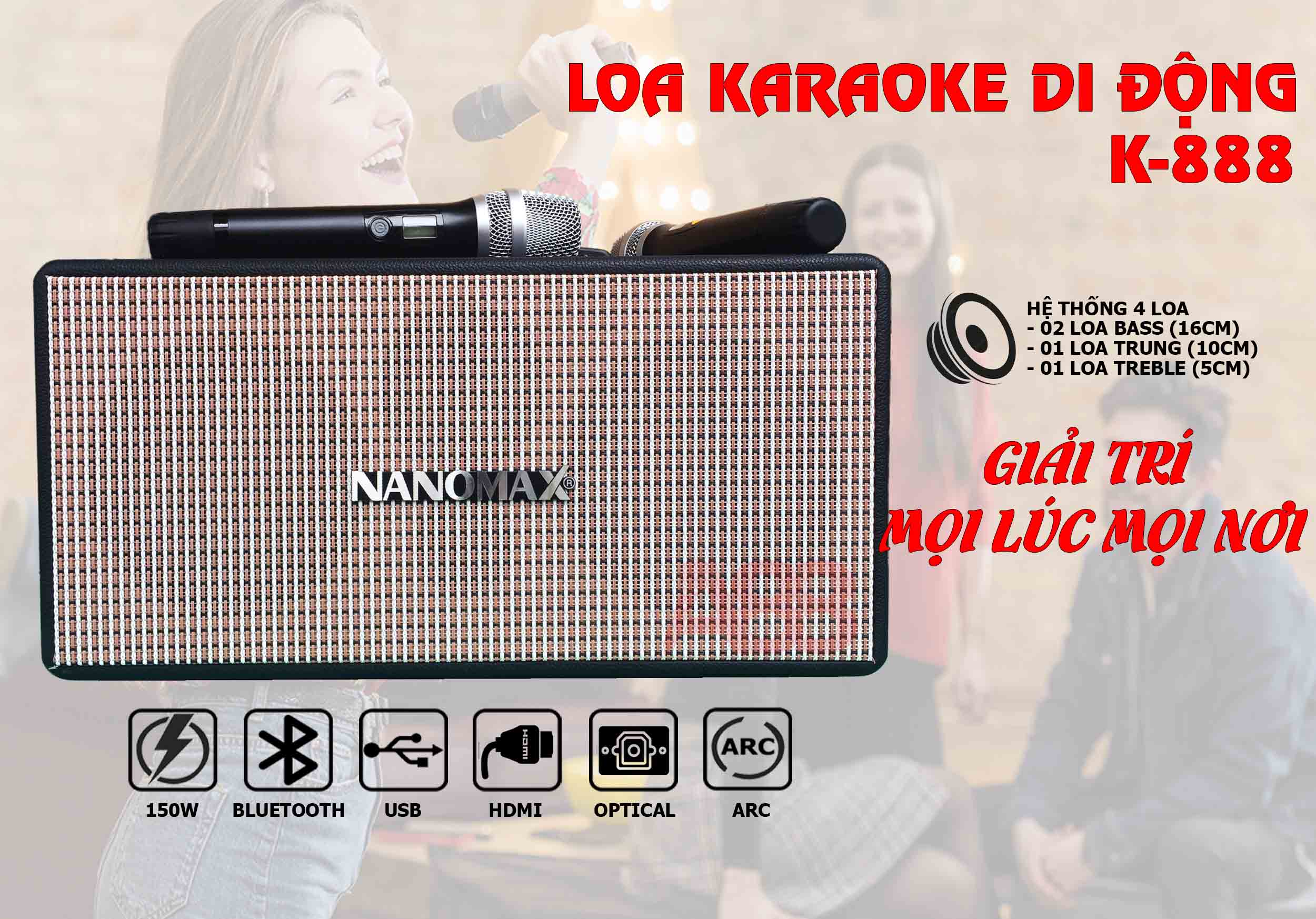 Loa karaoke di động Nanomax K888 - Hàng chính hãng