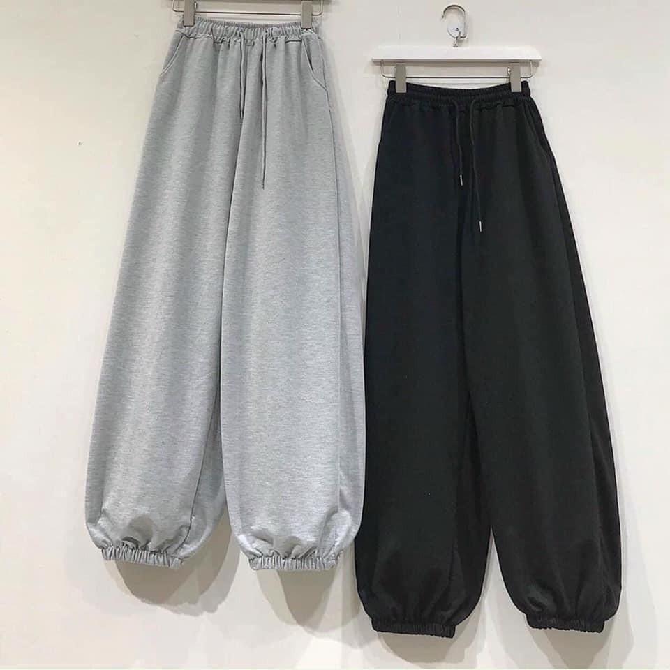 (Ảnh Thật) Lẻ Bằng Sỉ Quần Jogger Thun Nỉ Trơn Nam Nữ Unisex Ống Bo 2 Màu Dáng Sporty