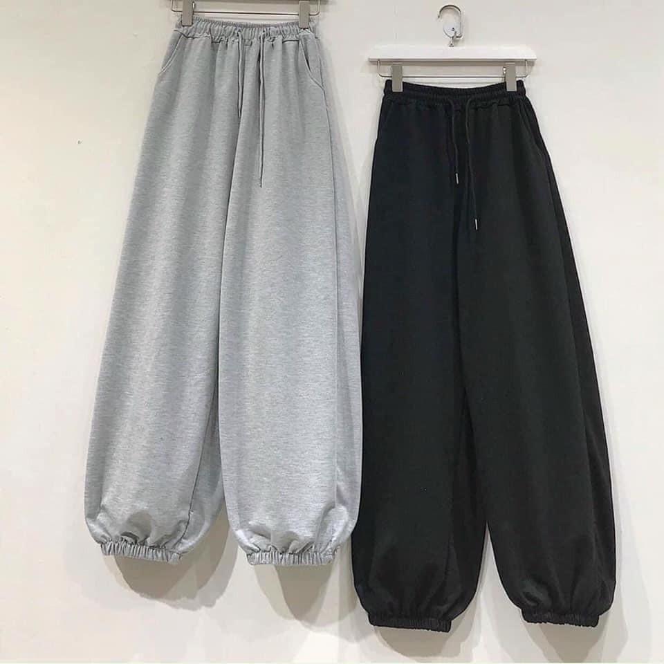 Quần Jogger Nỉ Trơn Unisex Quần Thun Nỉ Dáng Rộng Ống Bo 2 Màu Forkeshop