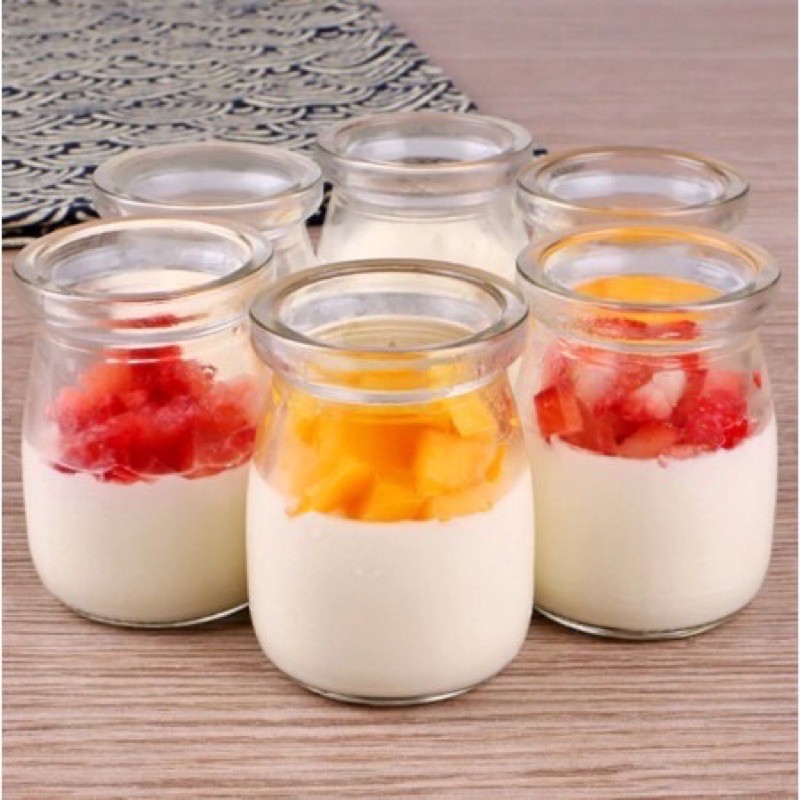 Bộ 12 Hũ Thủy Tinh Sọc Làm Sữa Chua 100ml, Hũ Lọ Yaourt, Lọ Pudding, Hủ Làm Sữa Chua, Caramen- Có Nắp Đậy- Hàng Chính Hãng MINIIN