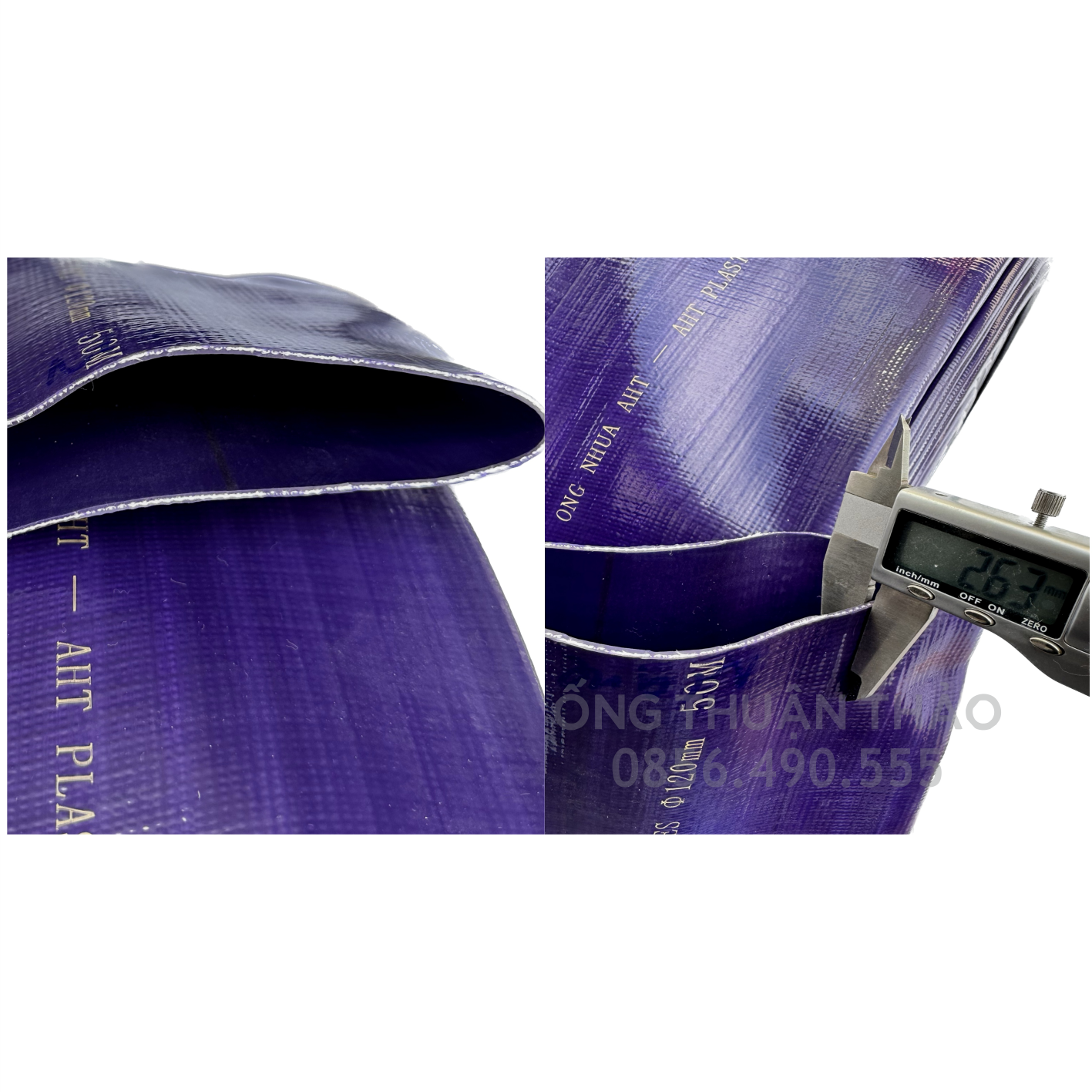 Ống bạt cốt dù tím phi 120MM cuộn 20M - Ống nhựa PVC tải cát sỏi THUẬN THẢO