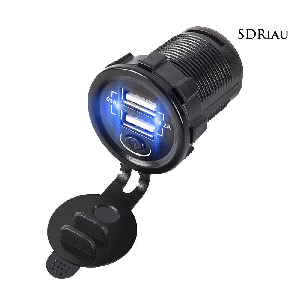 Bộ Sạc Usb Kép Qcd 12v-24v Trên Xe Hơi Có Công Tắc Tiện Dụng