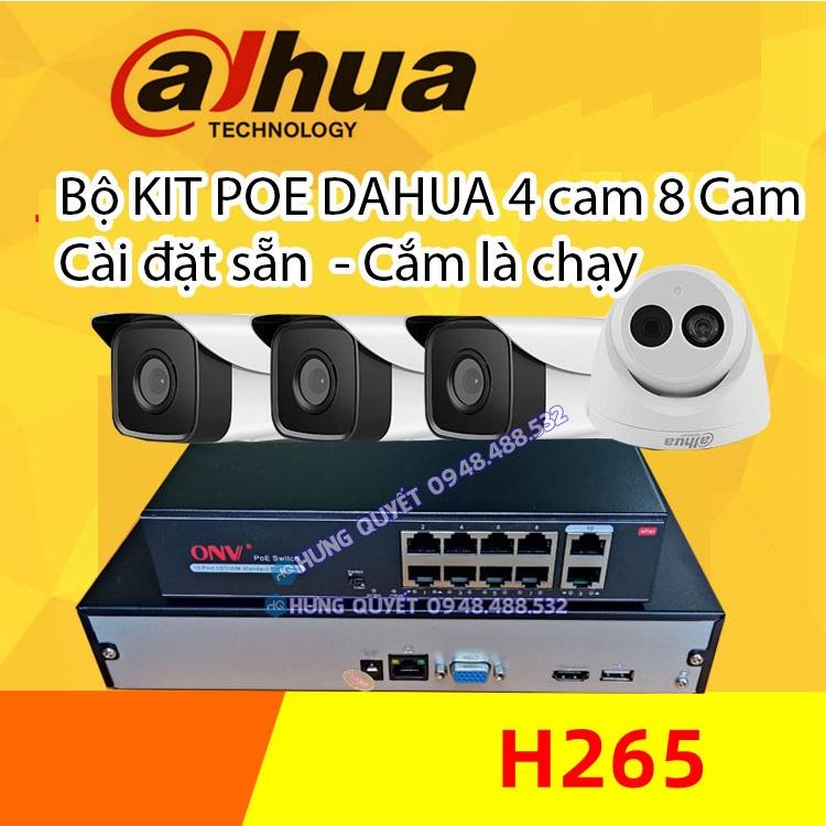 Bộ KIT Poe 4 cam 8 cam Poe Dahua 2108 Dahua 1230 2Mp cài đặt sẵn cắm là chạy dễ dàng lắp đặt - 8 cam