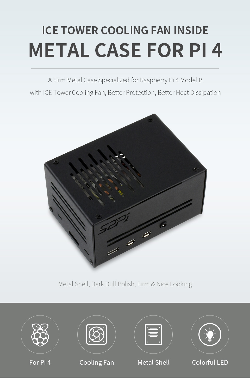 Vỏ hộp Metal kèm Tháp Tản Nhiệt dành cho Raspberry Pi 4 Model B - Hàng Chính Hãng