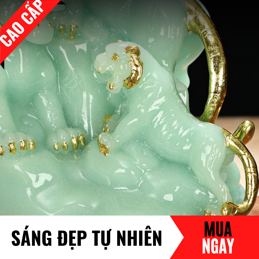 Tượng Tam Hổ Trang Trí Phong Thủy Bằng Đá Băng Ngọc Cao 28cm