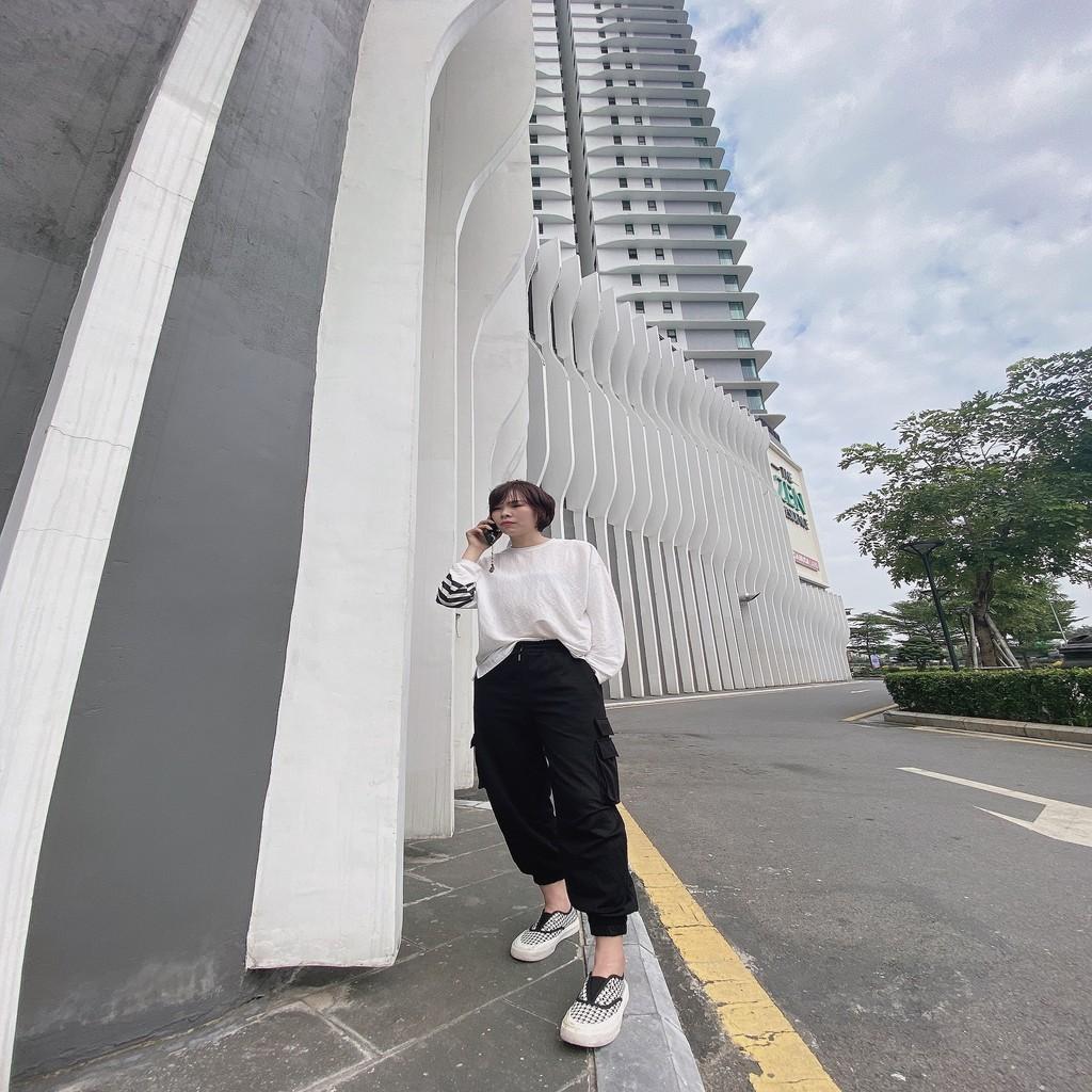 Quần jogger cotton hàn nữ ống rộng bo gấu mịn cá tính, dày dặn, phù hợp đi chơi, đi làm, picnic