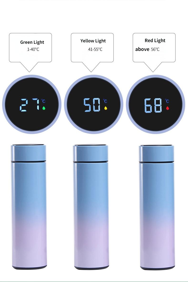 500Ml 17Oz Thể Thao Thông Minh Nhiệt Bình Inox Giữ Nhiệt Bình Nước Cho Trẻ Em Có Đèn LED Hiển Thị Nhiệt Độ