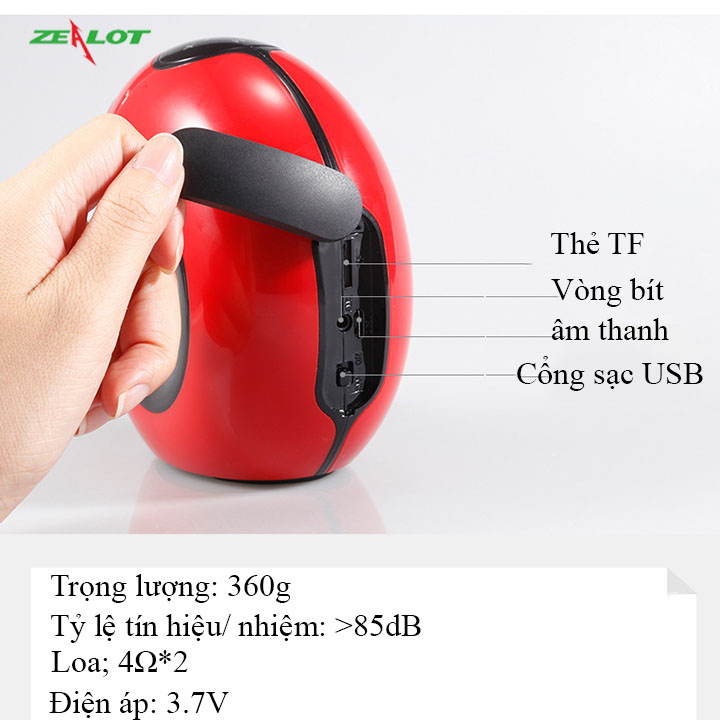 Loa bluetooth di dộng ngoài trời không dây Zealot hàng chính hãng âm thanh siêu trầm