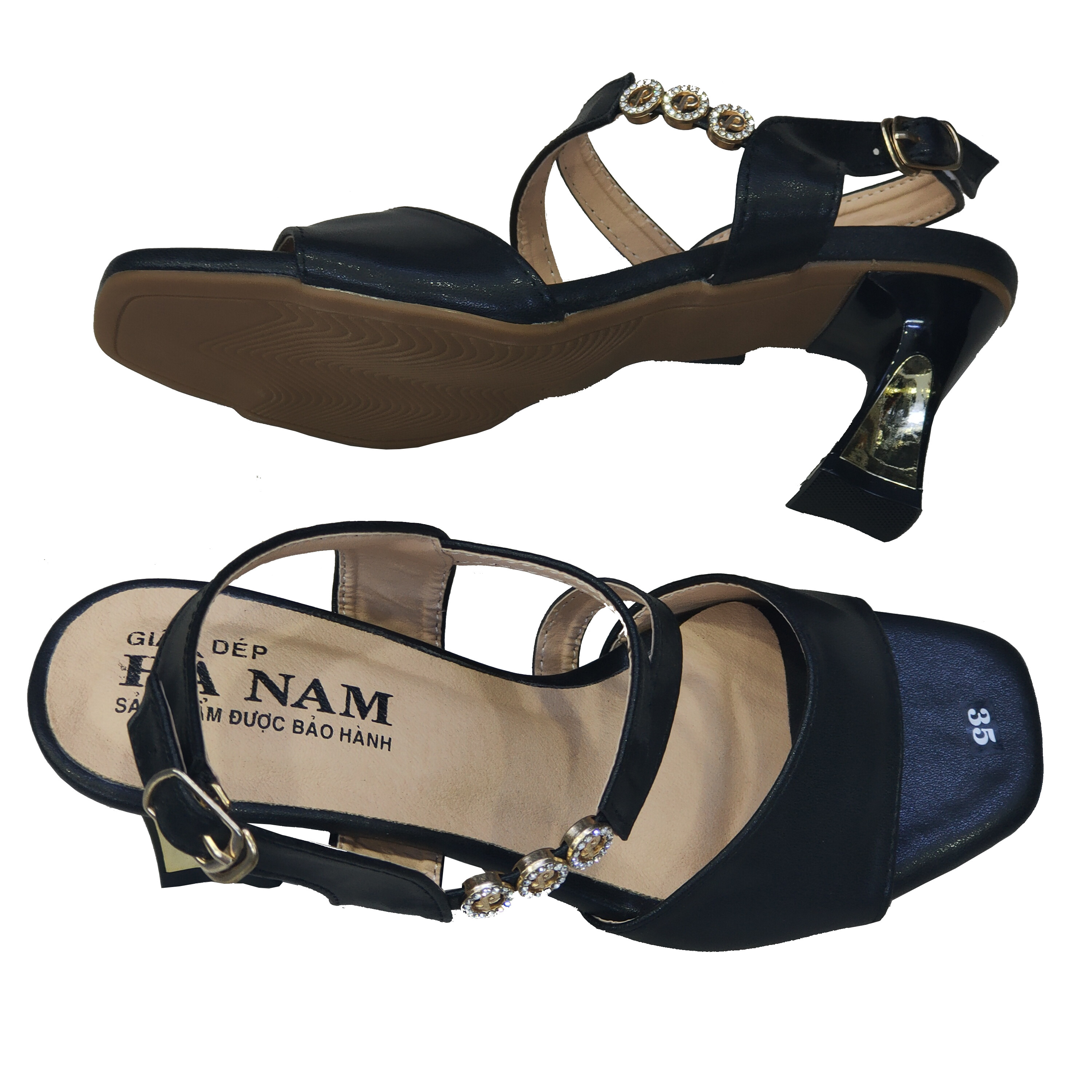 Giày Sandal Nữ Cao Gót HÀ NAM Da Bò Cao Cấp 7cm DNU2063