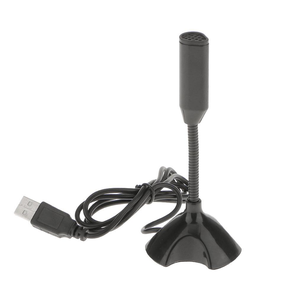 BLACK MINI SPEECH MICROPHONE with USB CONNECTOR STAND FOR PC LAPTOP DESKTOP