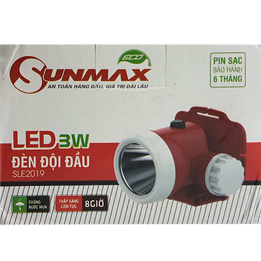 Đèn sạc tích điện đội đầu chống mưa Sunmax SLE2019