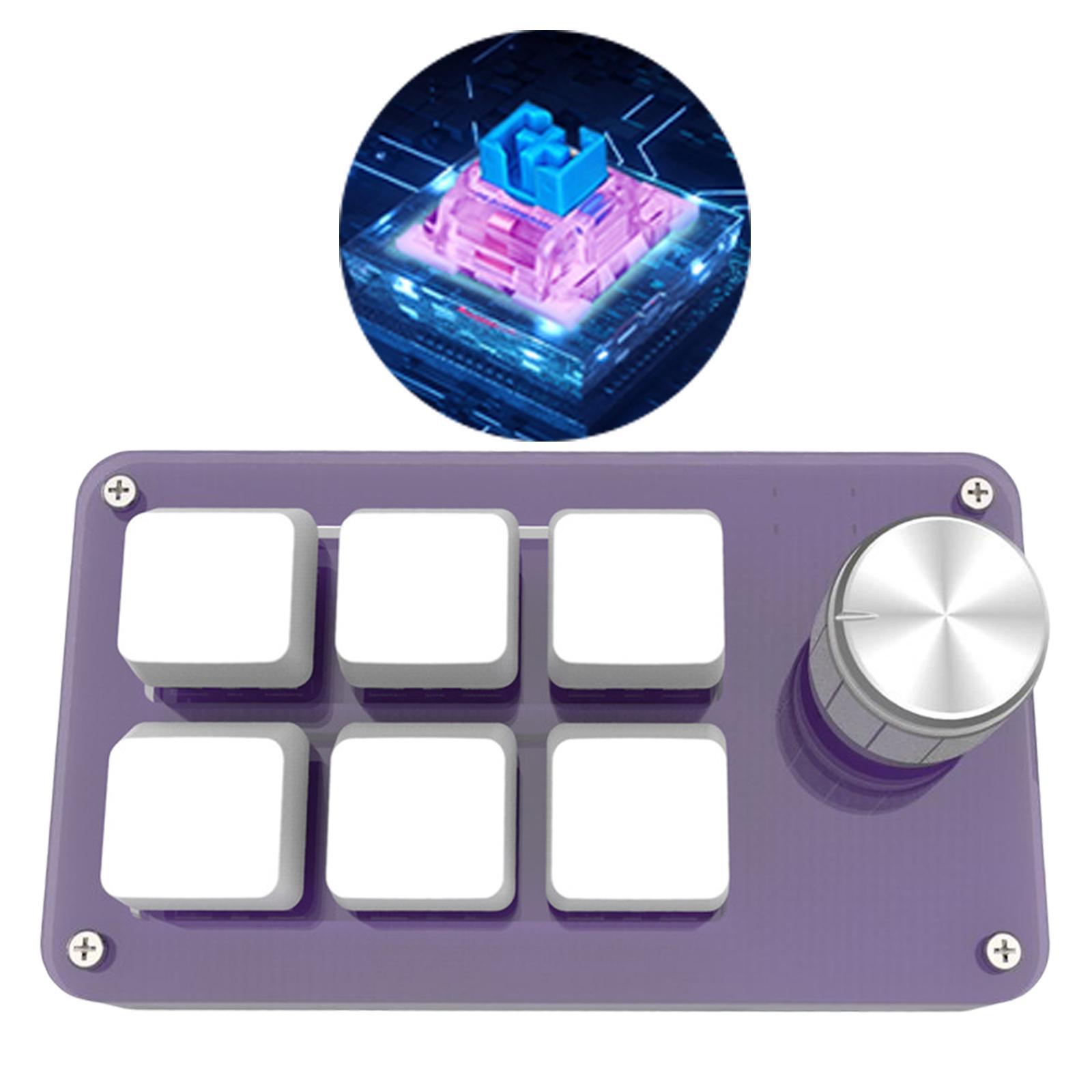 One-Handed Mechanical Keyboard with 6 Fully Programmable Keys Mini Gaming Keyboard USB Custimize Keypad One for Game Media Player