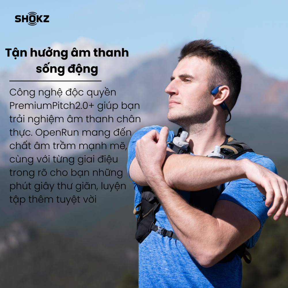 Tai Nghe Bluetooth Thể Thao Truyền Âm Thanh Qua Xương SHOKZ OPEN RUN S803 Màu Xanh Dương - Hàng chính hãng