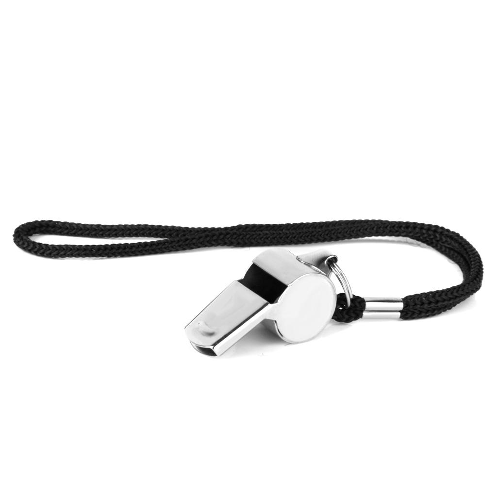 6 x Stainless Steel Sports Training Referee Whistle with Lanyard