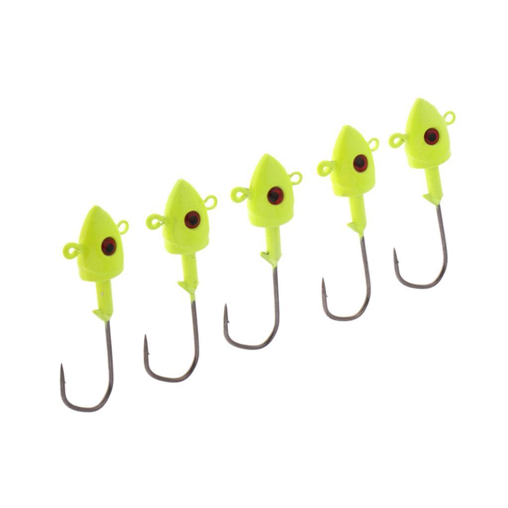 5 Pieces Super Sharp Fishing Hooks Jig Head Freshwater & Saltwater Fishing Baits Lures Flies Jigs